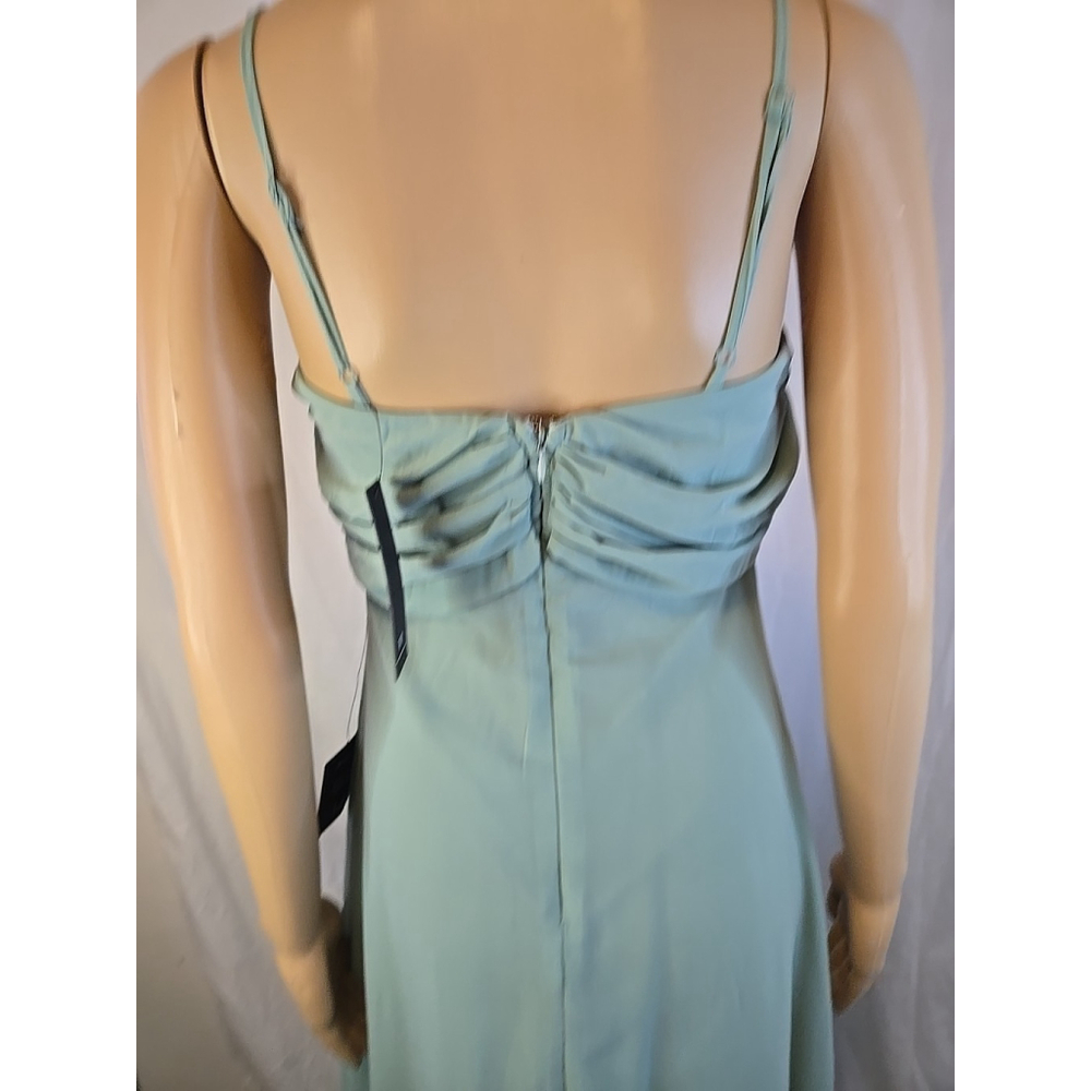 Lulus Jelena XS Pleated Bodice Maxi Dress Sage A Line Wedding Guest Formal - Picture 9 of 10